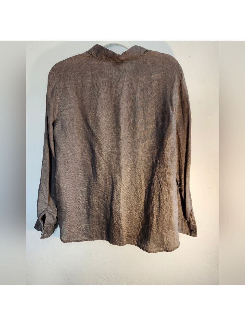 J. Jill Dark Brown 100%Linen Button Down Oversized Sz S - Picture 6 of 8